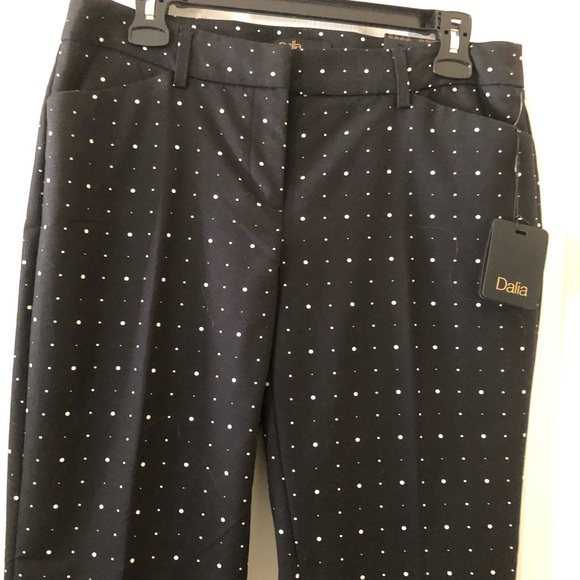 Dalia Modern Fit Black Polka Dot Fitted Pant Size 6 - Picture 2 of 7